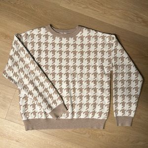 Beige Houndstooth Sweater